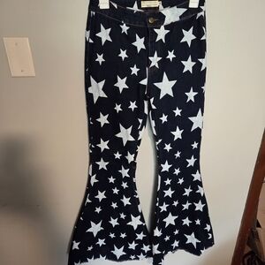 Black Star Print Flare Jeans